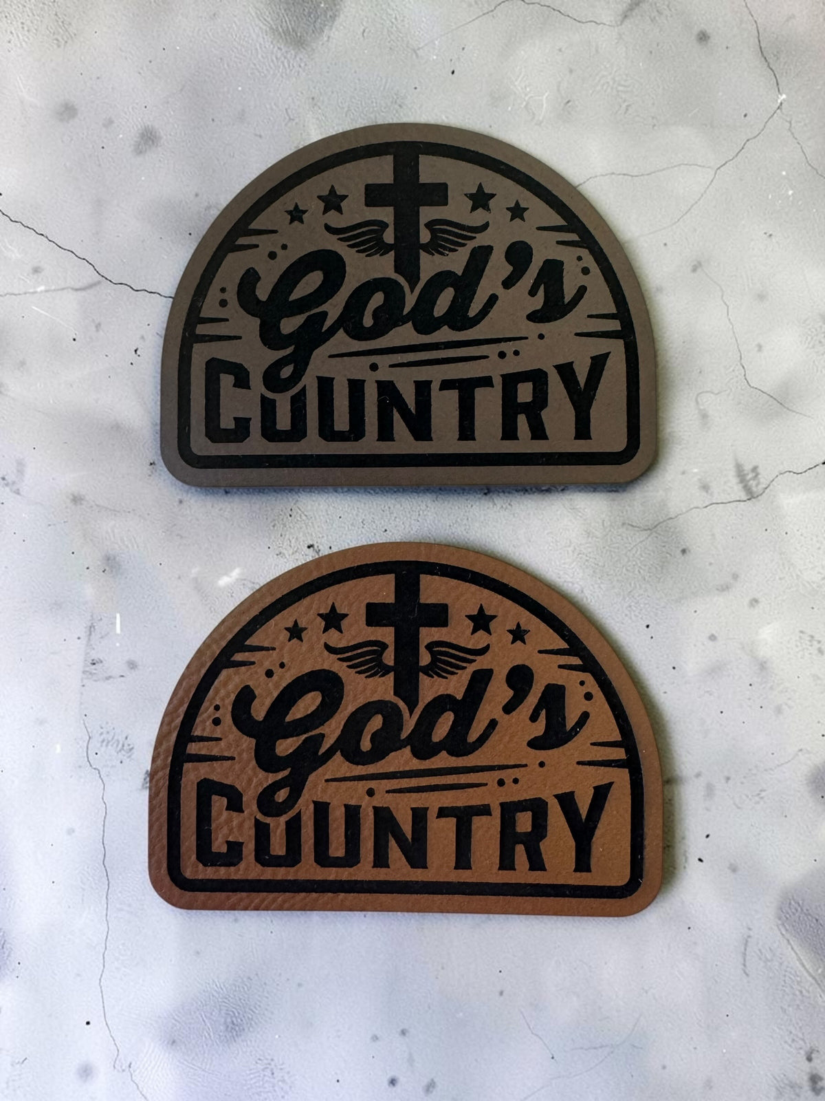 God's Country Laser Engraved Leather Hat Patch