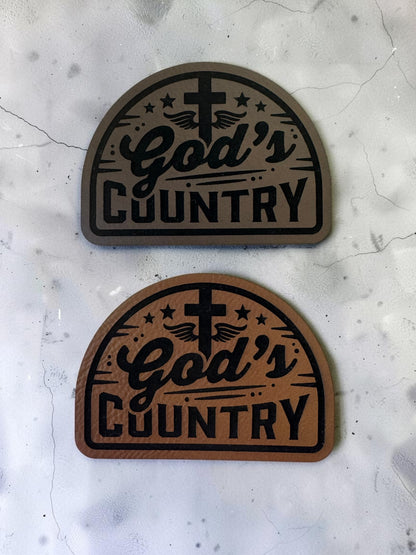 God's Country Laser Engraved Leather Hat Patch