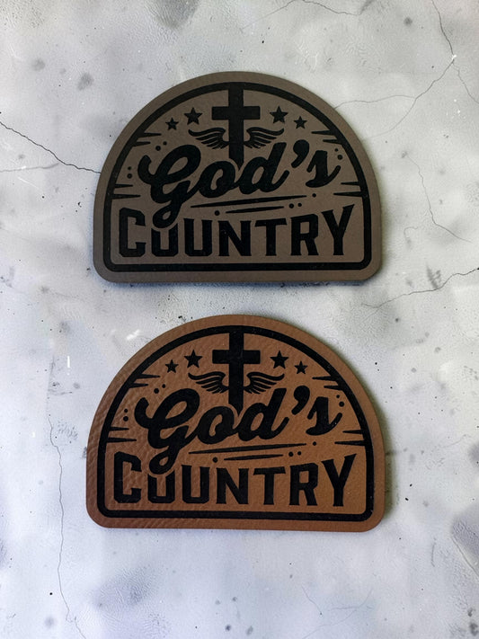 God's Country Laser Engraved Leather Hat Patch
