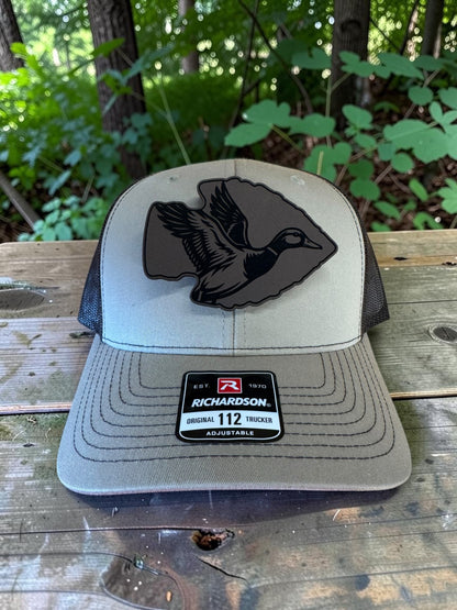 Duck Arrowhead Laser Engraved Leather Hat Patch