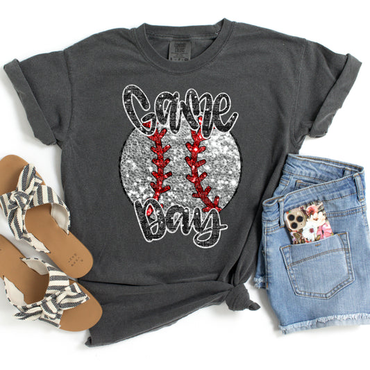 Baseball Game Day Faux Glitter #3034 DTF Transfer
