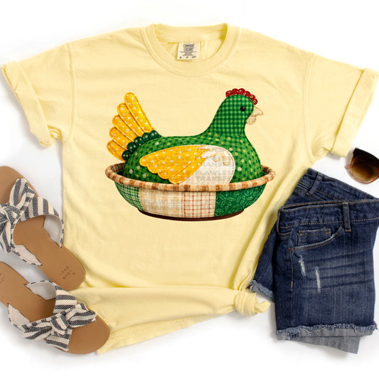 Chicken Hen Faux Patchwork #3069 DTF Transfer
