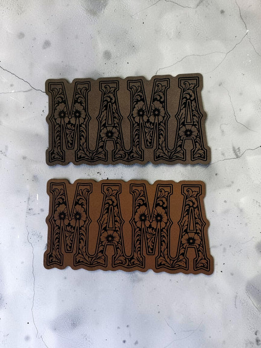Mama Laser Engraved Leather Hat Patch