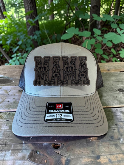 Mama Laser Engraved Leather Hat Patch