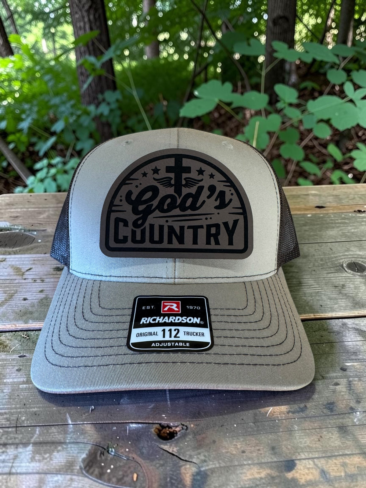 God's Country Laser Engraved Leather Hat Patch