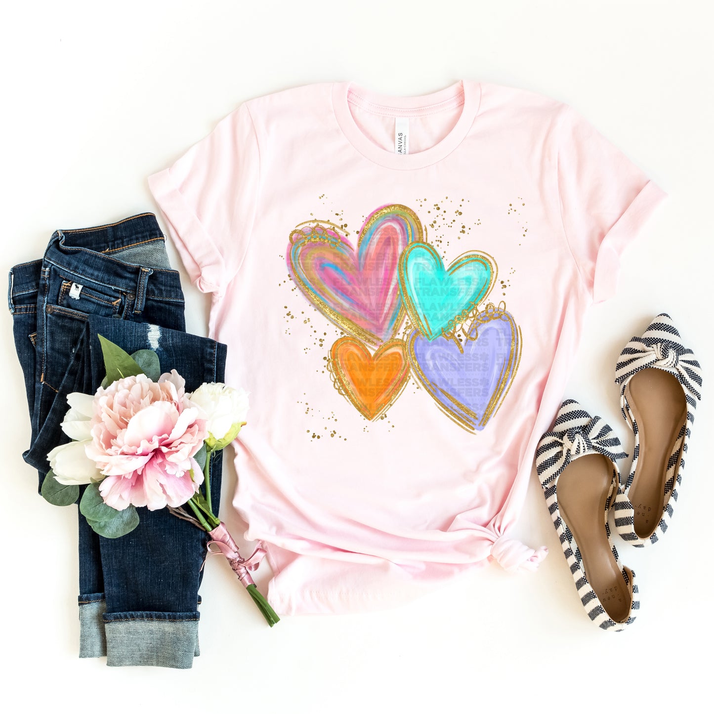 Hearts With Splatter #3060 DTF Transfer