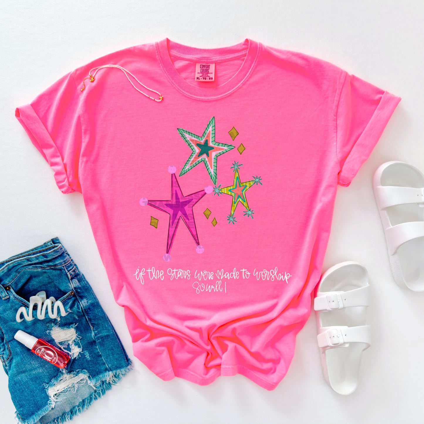 If The Stars Were Made To Worship So Will I No Glitter #2964 DTF Transfer