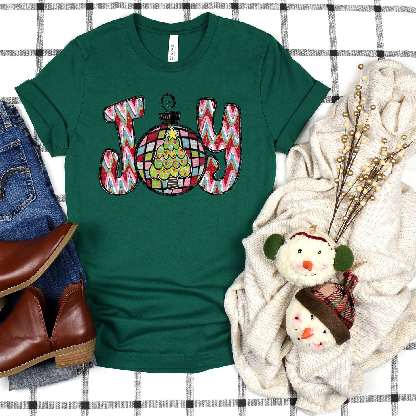 Joy Christmas Ornament Disco Ball Fun Doodle #2896 DTF Transfer