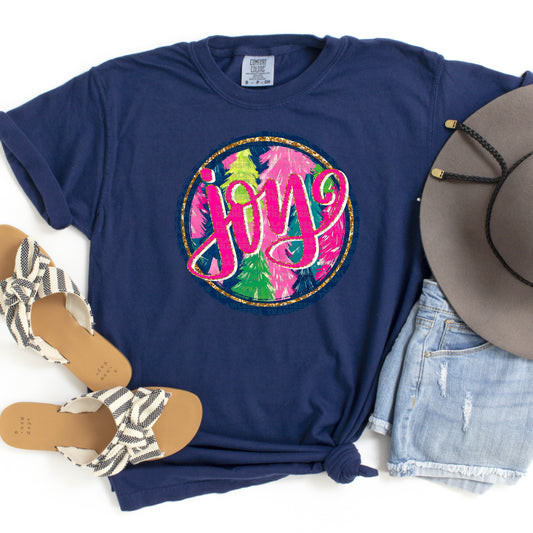 Joy Preppy Watercolor Christmas Tree Background #2899 DTF Transfer