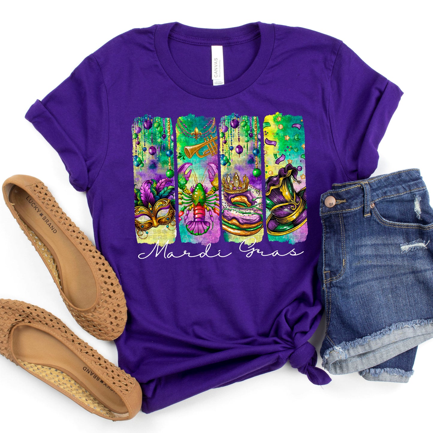 Mardi Gras Brushstroke White Ink #3066 DTF Transfer