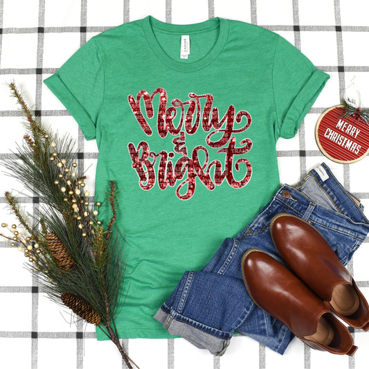 Merry And Bright Faux Sequins #2902 DTF Transfer
