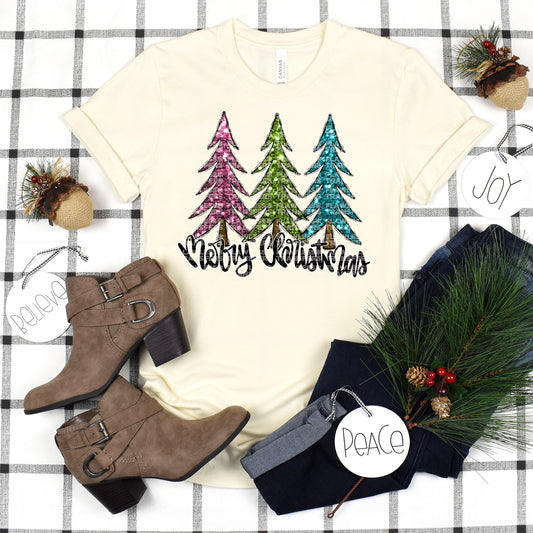 Merry Christmas Glitter Bling Trees #2905 DTF Transfer