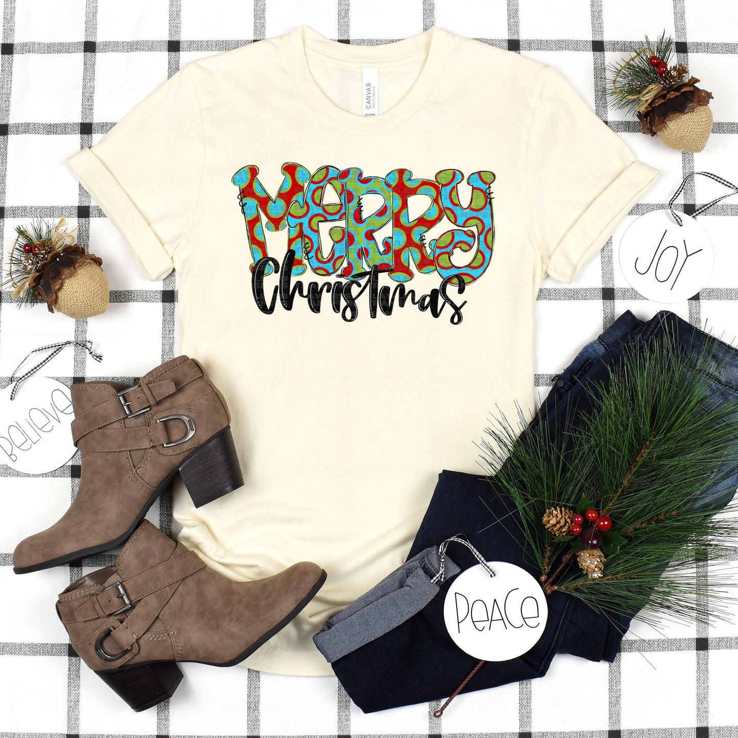 Merry Christmas Polka Dots #2906 DTF Transfer