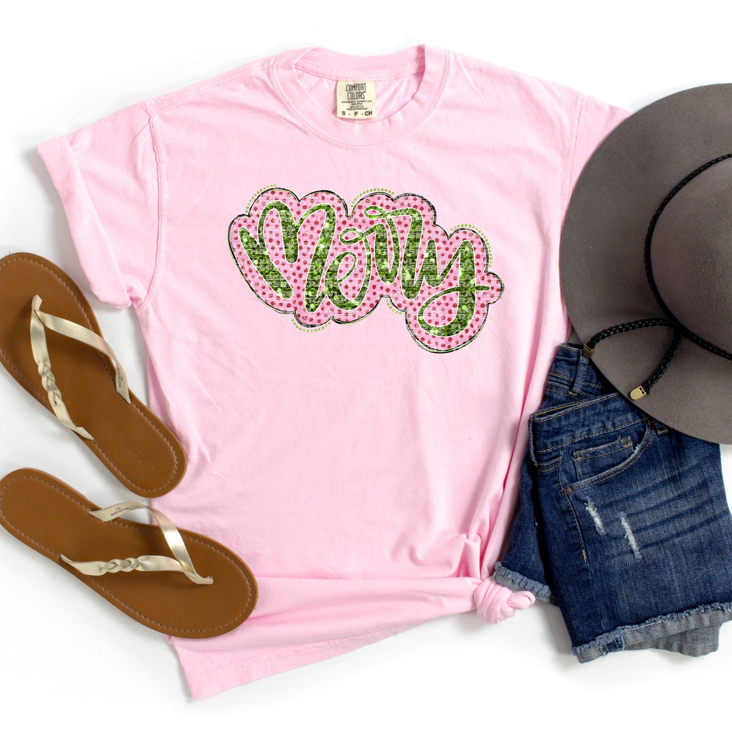 Merry Glitter Bling Dotty Outline #2907 DTF Transfer