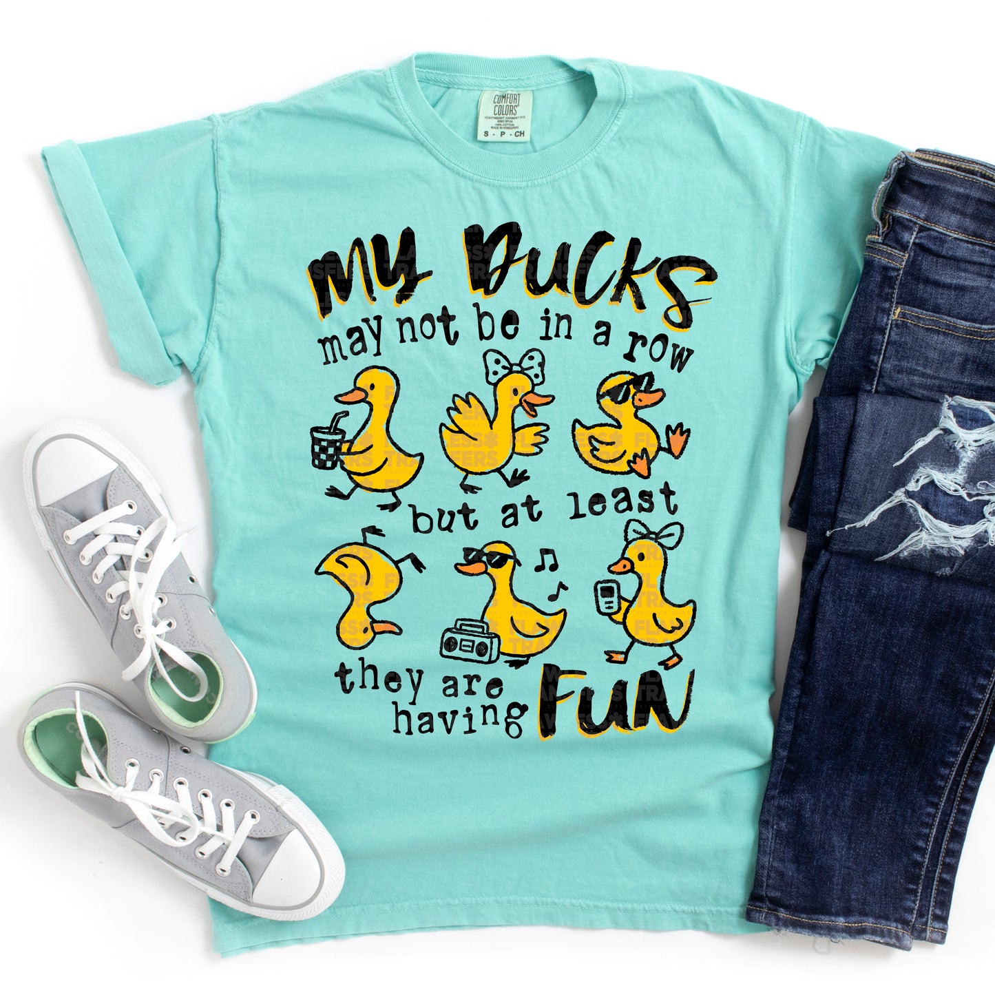 My Ducks May Not Be In A Row But At Least They Are Having Fun #2969 DTF Transfer