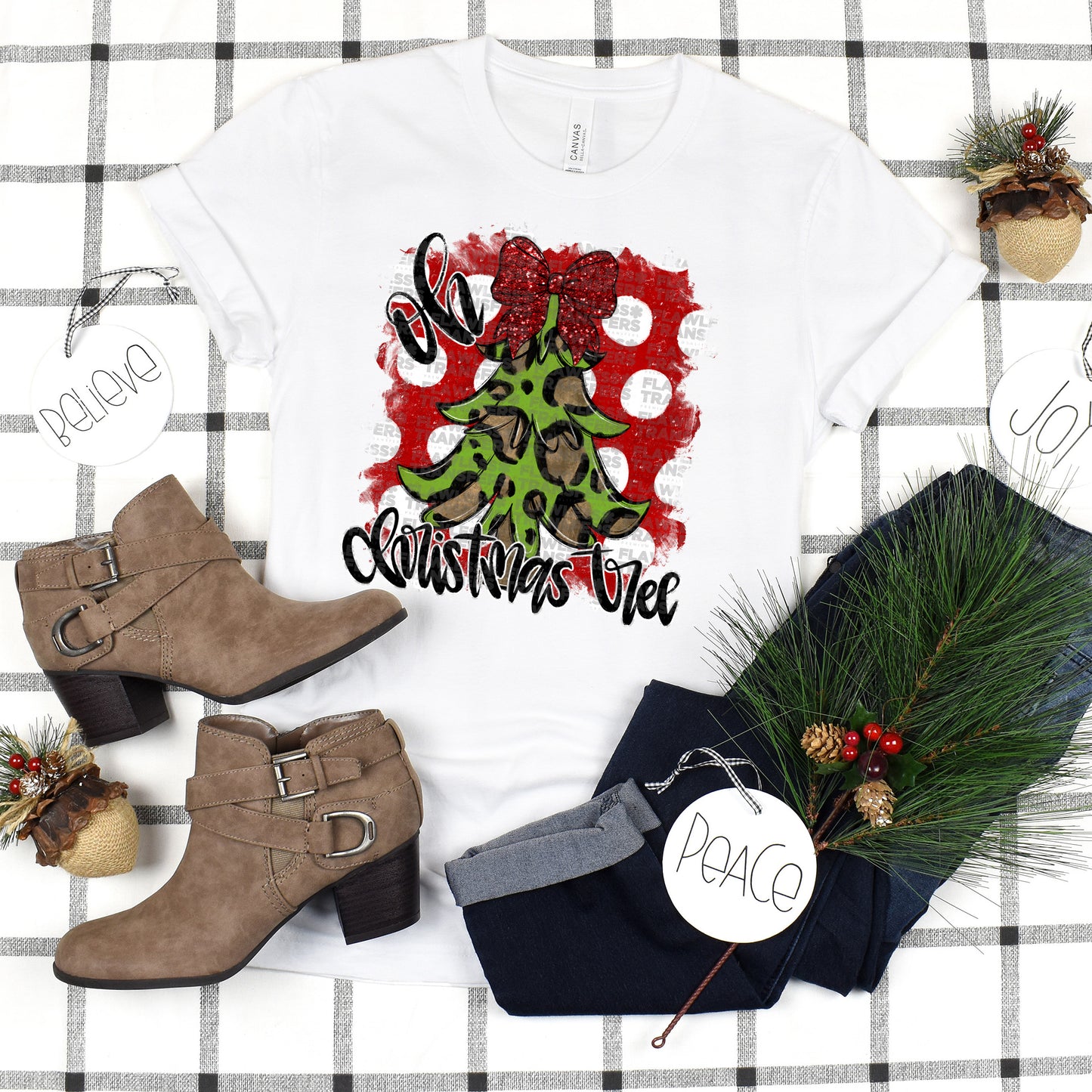 Oh Christmas Tree Leopard Print #2911 DTF Transfer