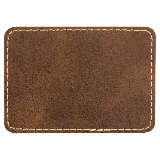 3 1/2" x 2 1/2" Rectangle Rustic/Gold Leatherette Patch with Adhesive
