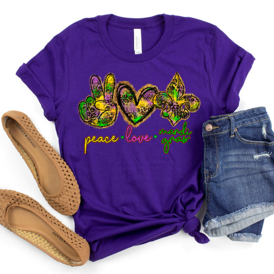 Peace Love Mardi Gras #3068 DTF Transfer