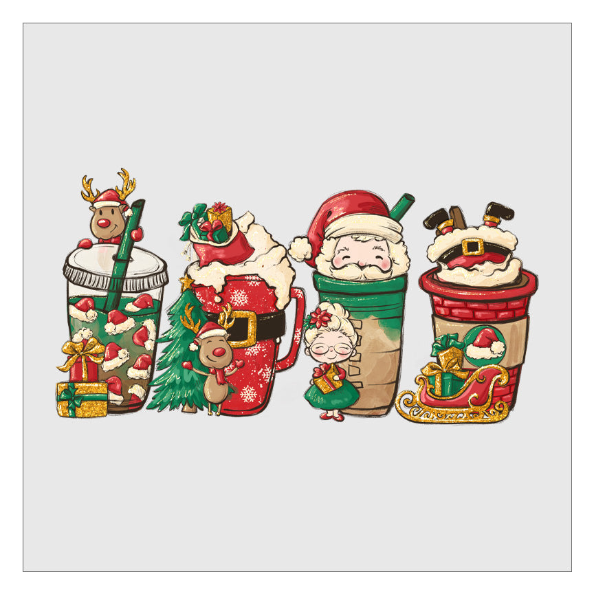Santa Coffee Latte - Red DTF Transfer