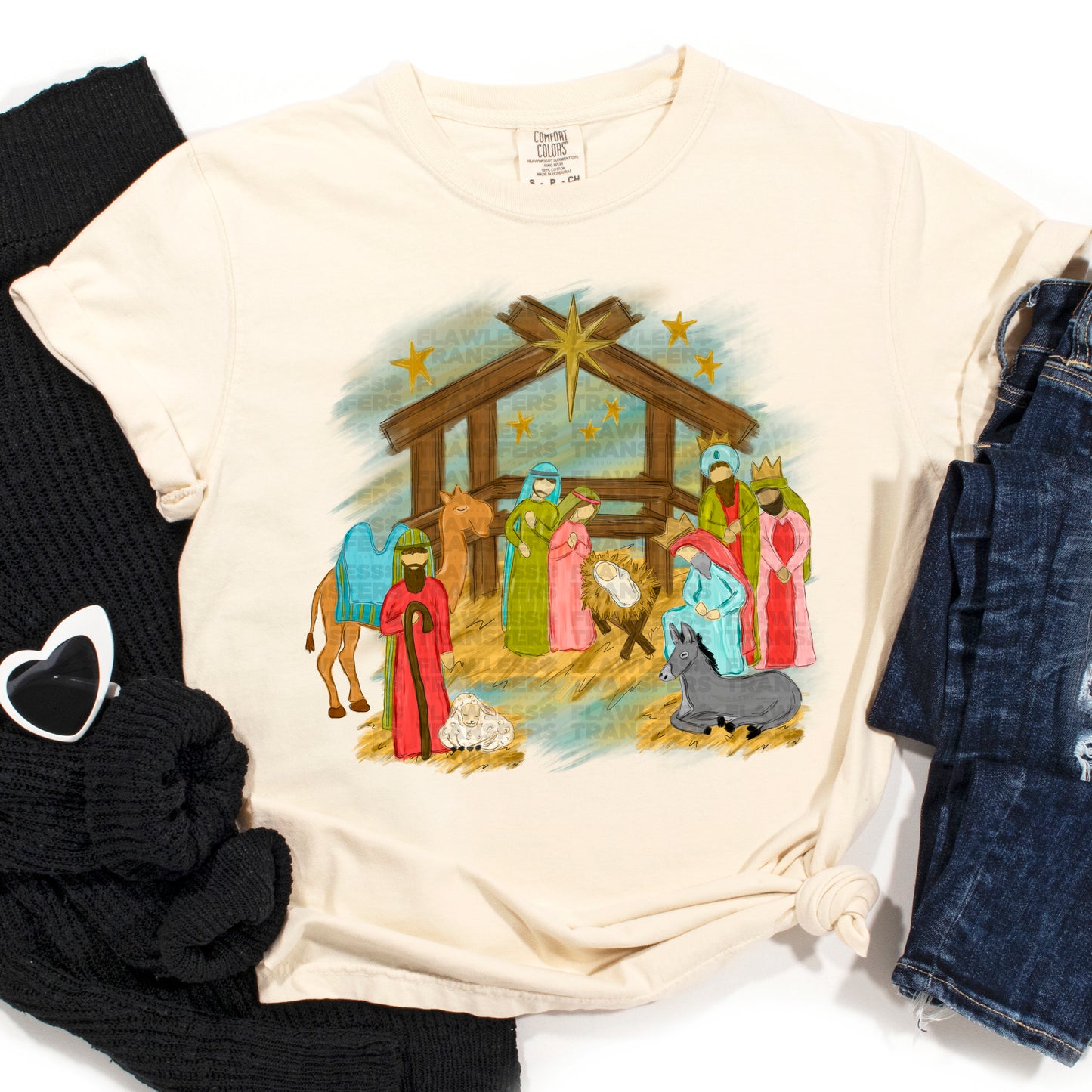 Watercolor Nativity Scene #2977 DTF Transfer