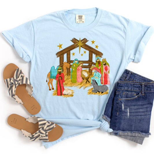 Watercolor Nativity Scene #2978 DTF Transfer