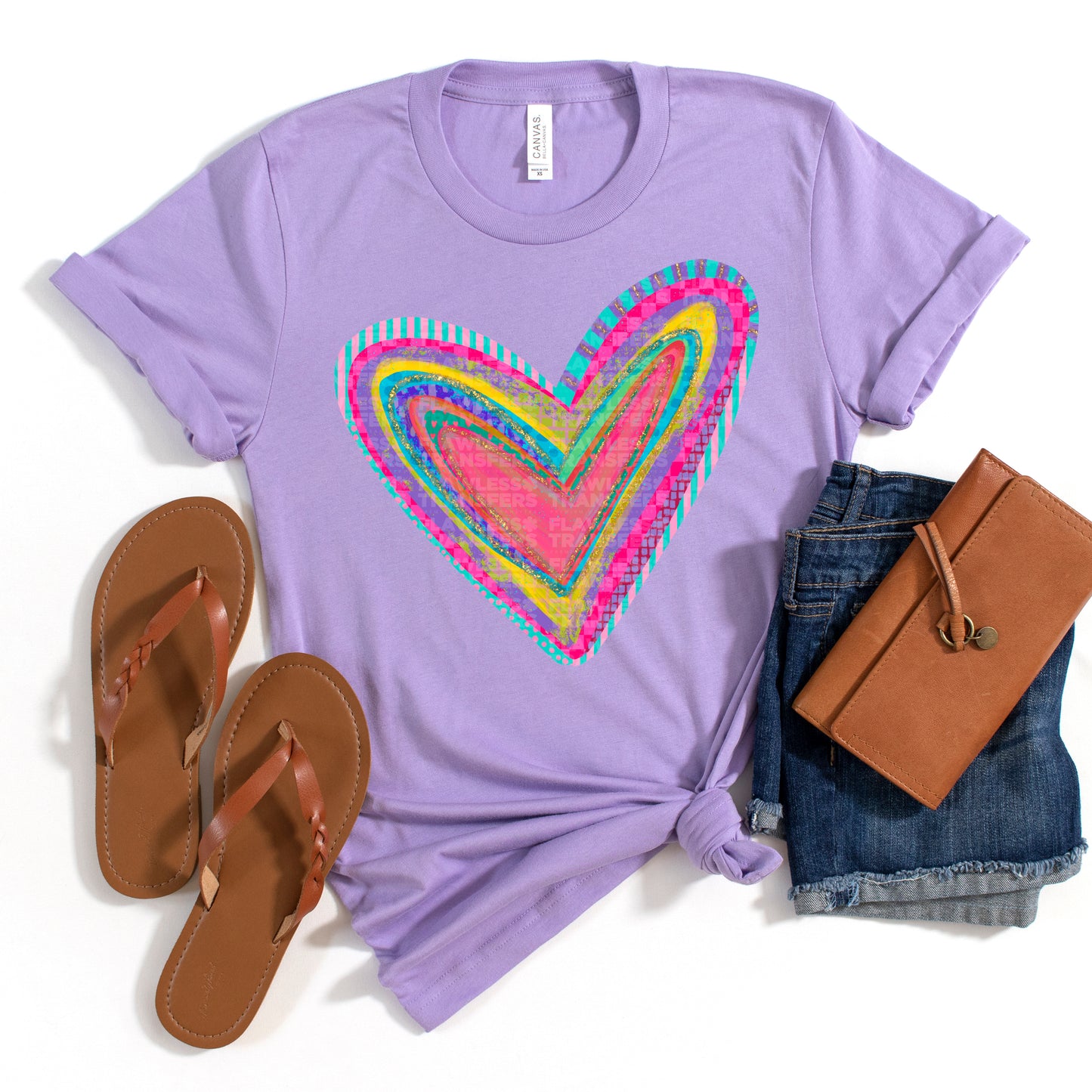 Watercolor Preppy Heart #3005 DTF Transfer