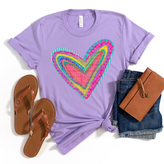 Watercolor Preppy Heart #3005 DTF Transfer