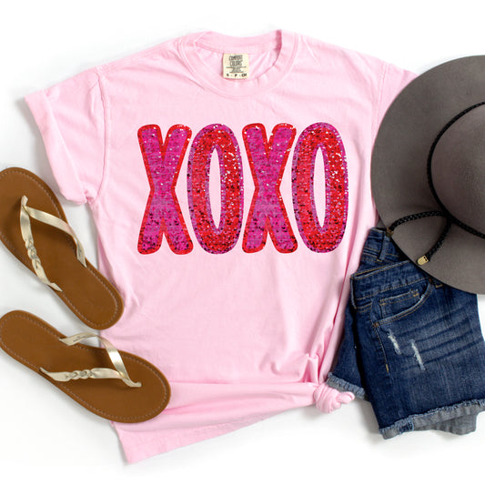 XOXO Pink Red Sequins #3023 DTF Transfer