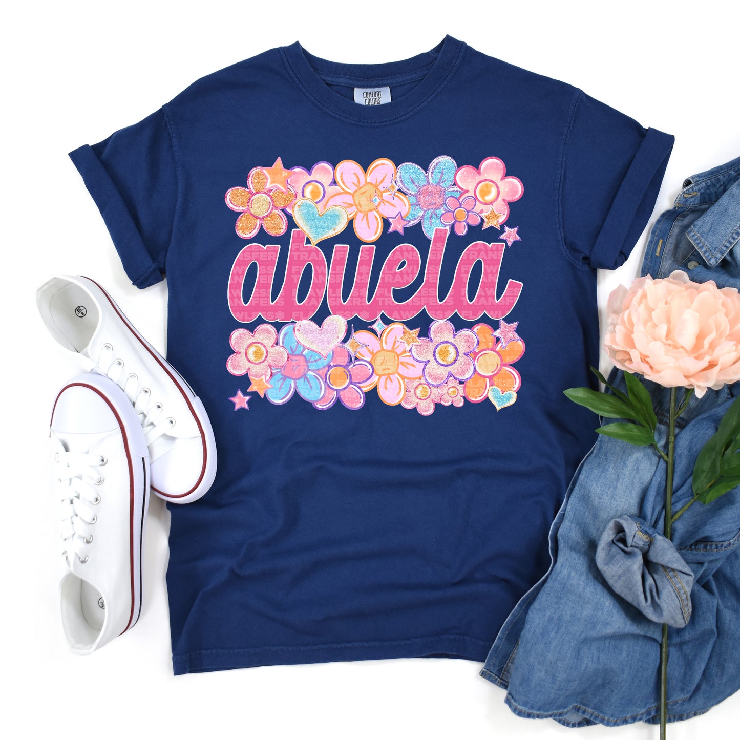 Abuela Floral Heart Family Names DTF Transfer