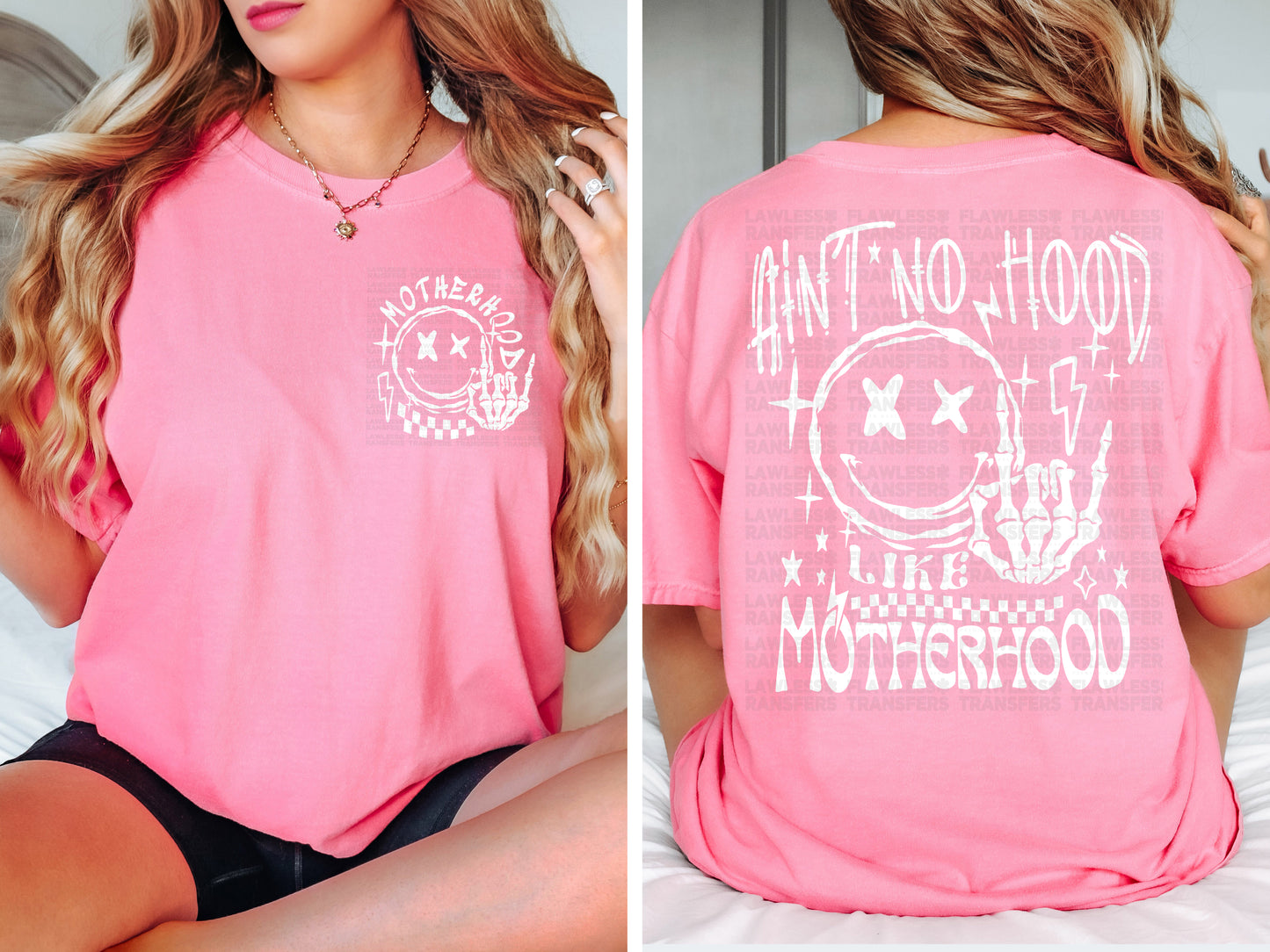 Ain't No Hood Like Motherhood DTF Transfer - Pocket and Back Print SET