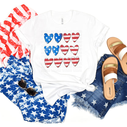 American Flag Hearts #0015 DTF Transfer
