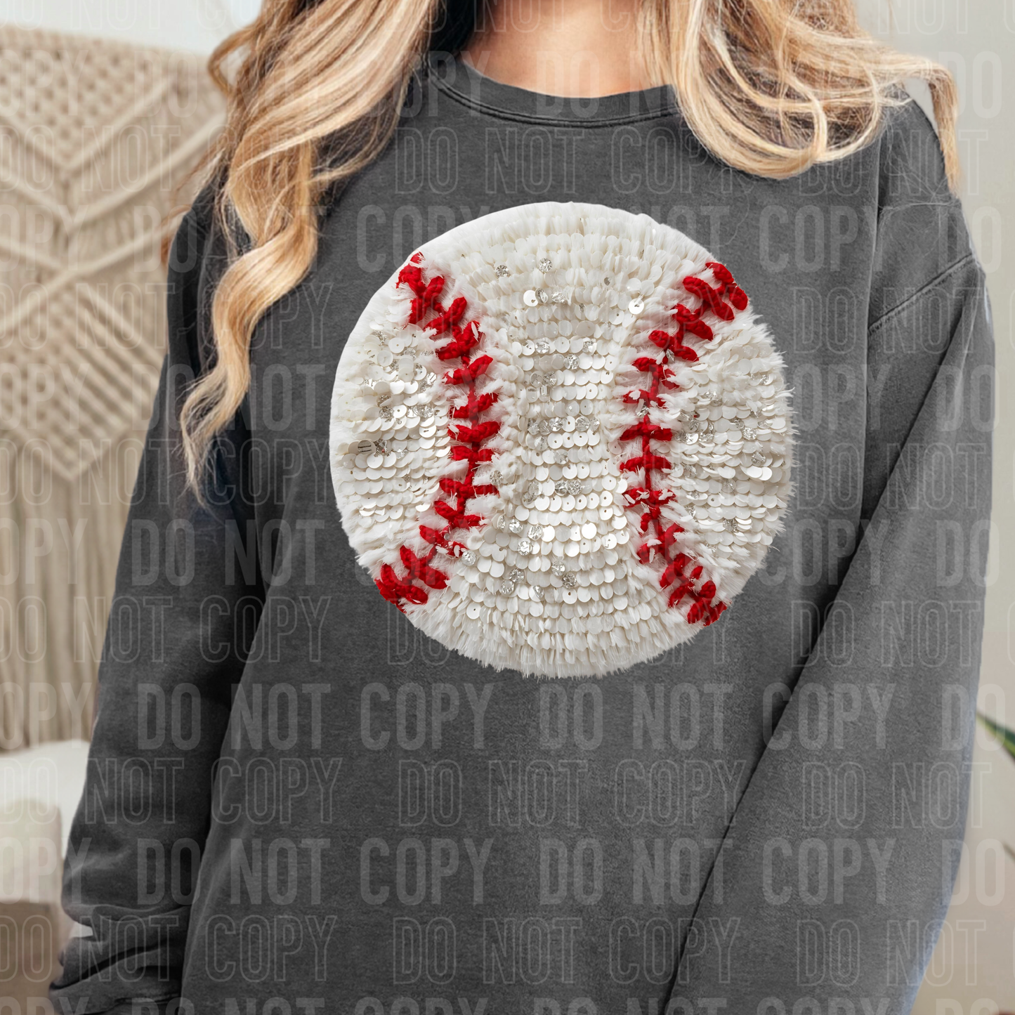 Baseball Faux Yarn Sequins #2749 DTF Transfer