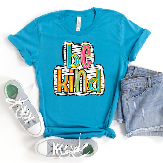 Be Kind Colorful Scribble Stripes #2014 DTF Transfer