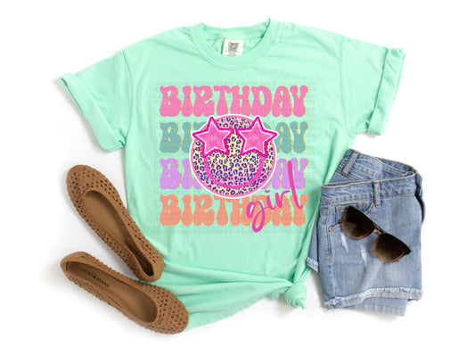 Birthday Girl Bright Preppy Pastel DTF Transfer