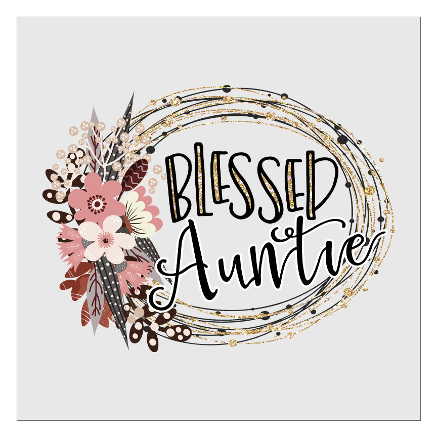 Blessed Auntie Floral Wreath DTF Transfer