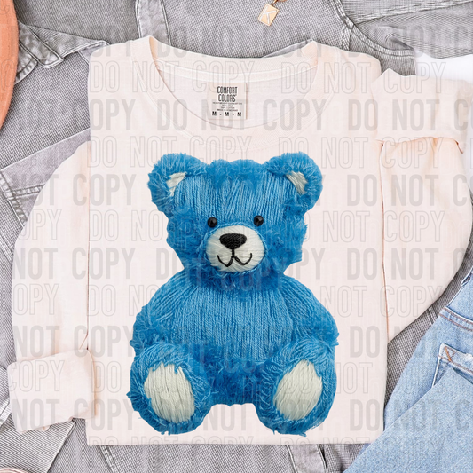Blue Bear Faux Yarn #2623 DTF Transfer