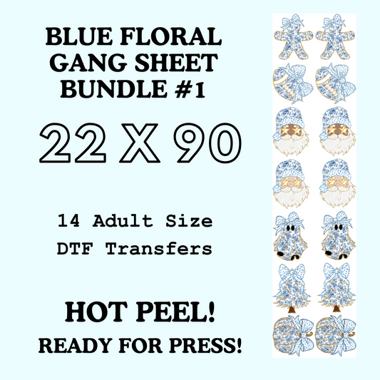 Blue Floral Coquette Bow Gang Sheet Bundle 1