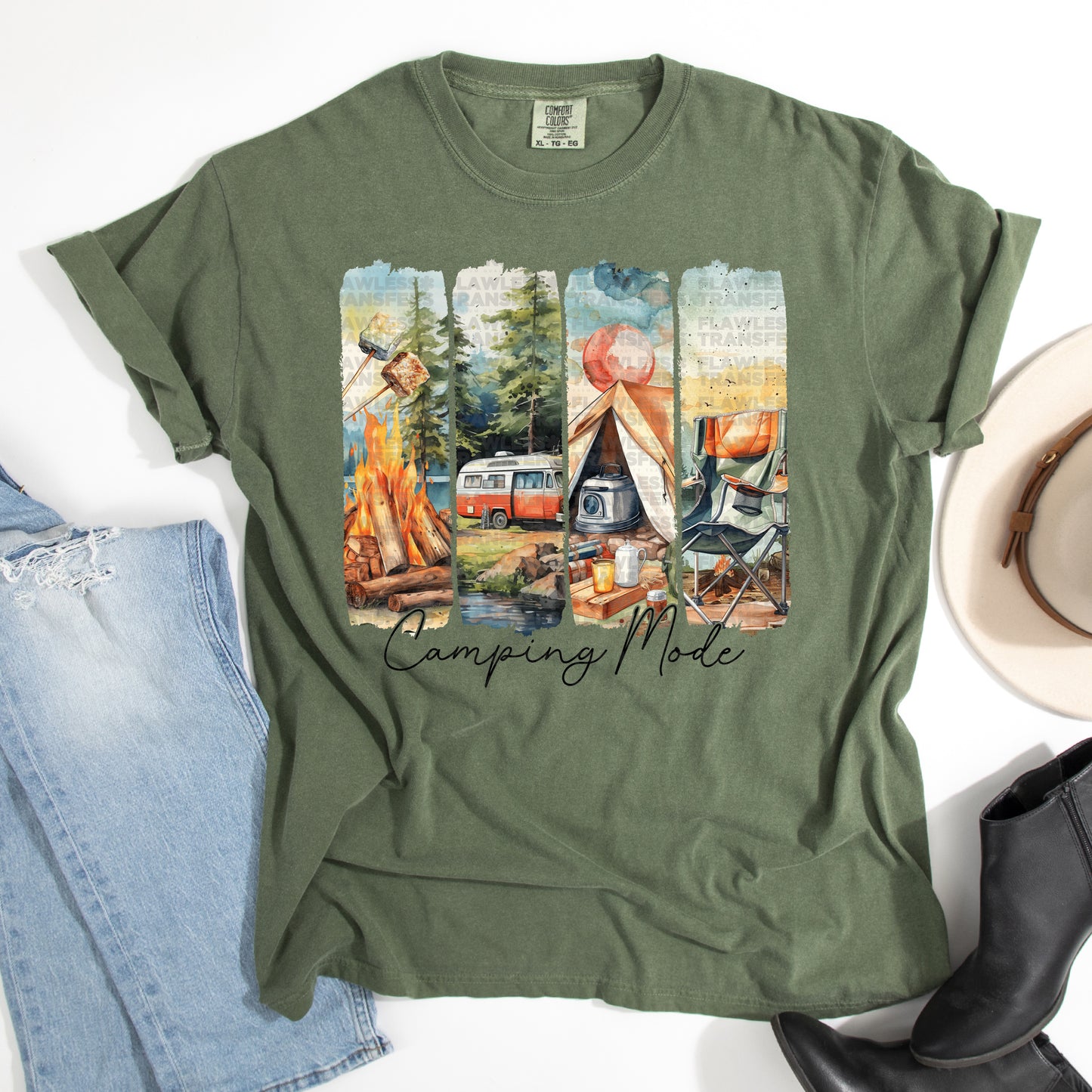 Camping Mode Brushstrokes #2380 DTF Transfer