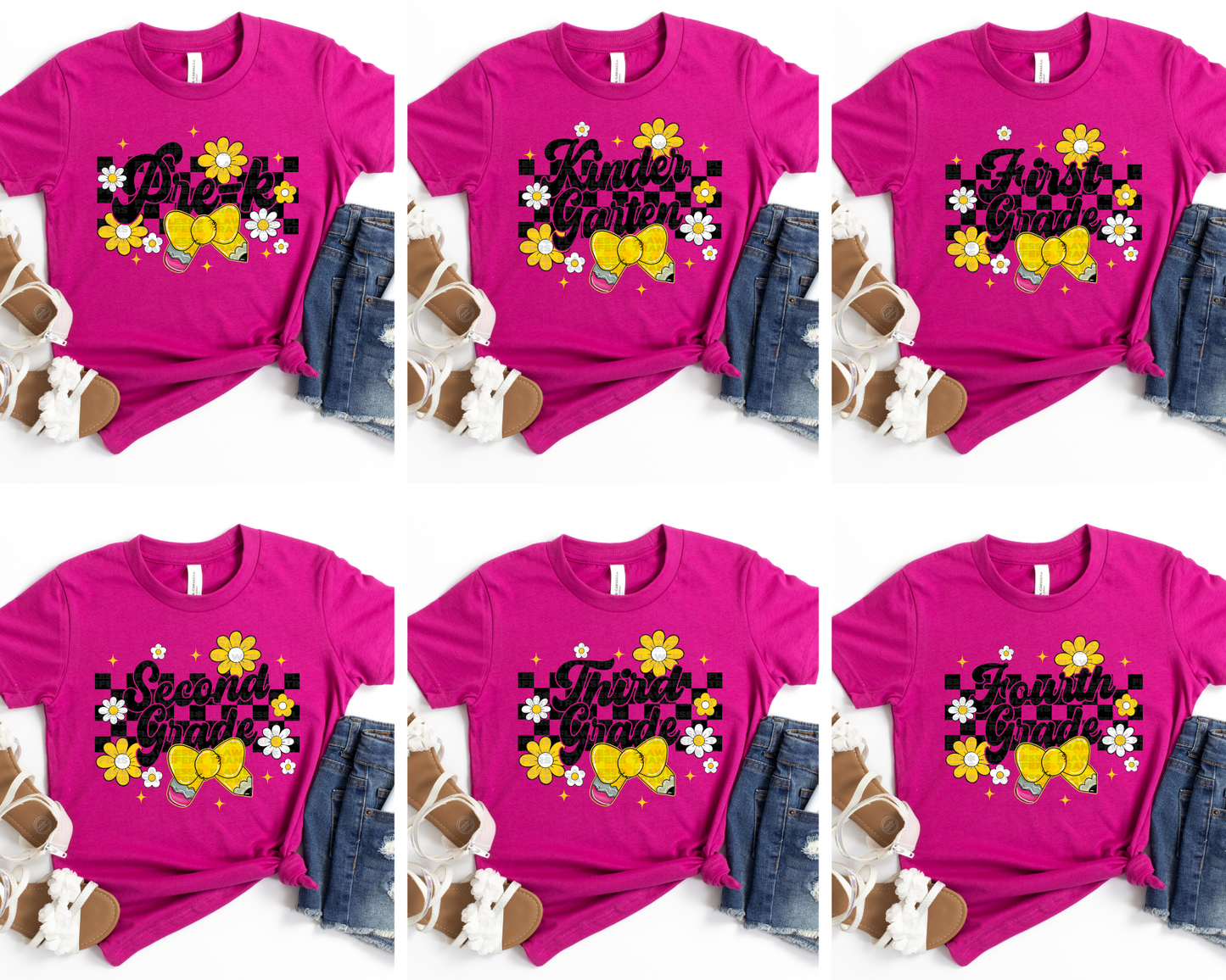 Checkered Floral Pencil Back To School #2194 DTF Transfer
