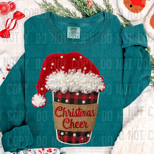 Christmas Cheer Coffee Faux Yarn #2585 DTF Transfer