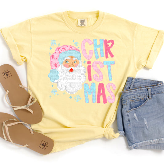 Christmas Doodle No Glitter White Santa #2826 DTF Transfer