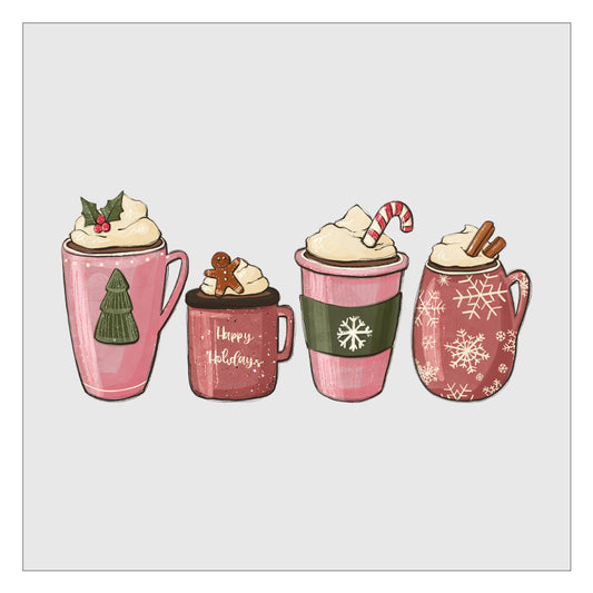 Christmas Hot Chocolate - Pink DTF Transfer