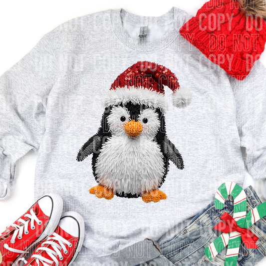 Christmas Penguin Faux Yarn #2588 DTF Transfer
