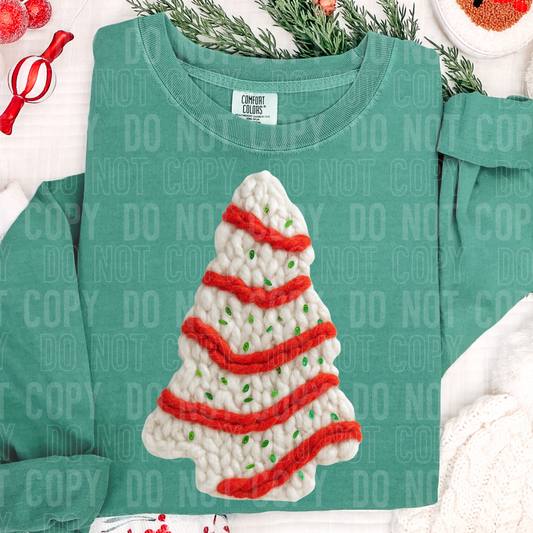 Christmas Tree Snack Cake Faux Yarn #2625 DTF Transfer