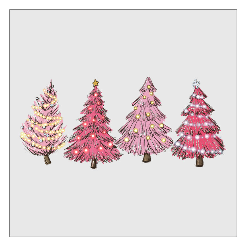 Christmas Trees - Pink DTF Transfer