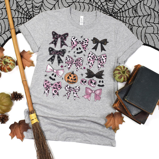 Cute Halloween Pink And Black Bow Coquette DTF Transfer