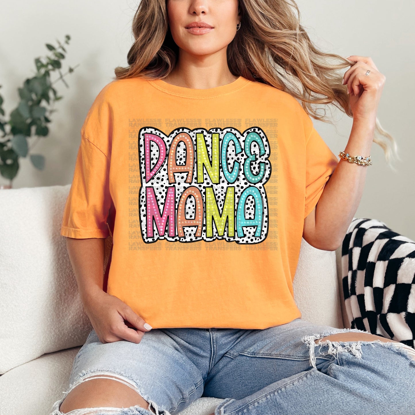 Dance Mama Bright Color Doodle Dalmatian Dots DTF Transfer