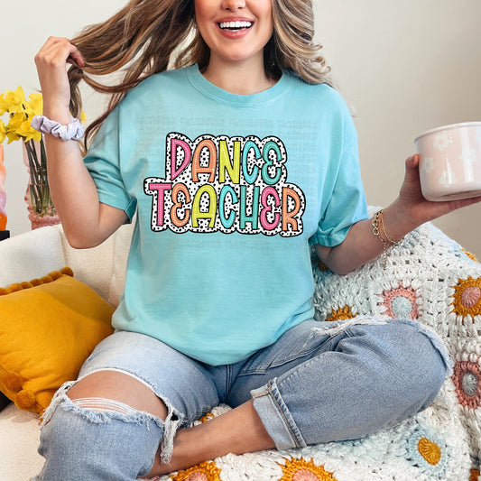 Dance Teacher Bright Color Doodle Dalmatian Dots DTF Transfer