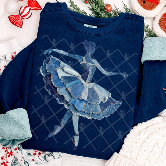 Denim Ballerina Patchwork #2637 DTF Transfer