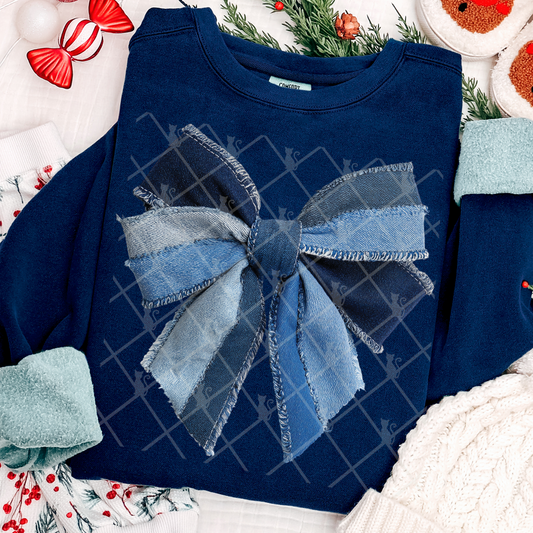 Denim Coquette Bow Patchwork #2641 DTF Transfer